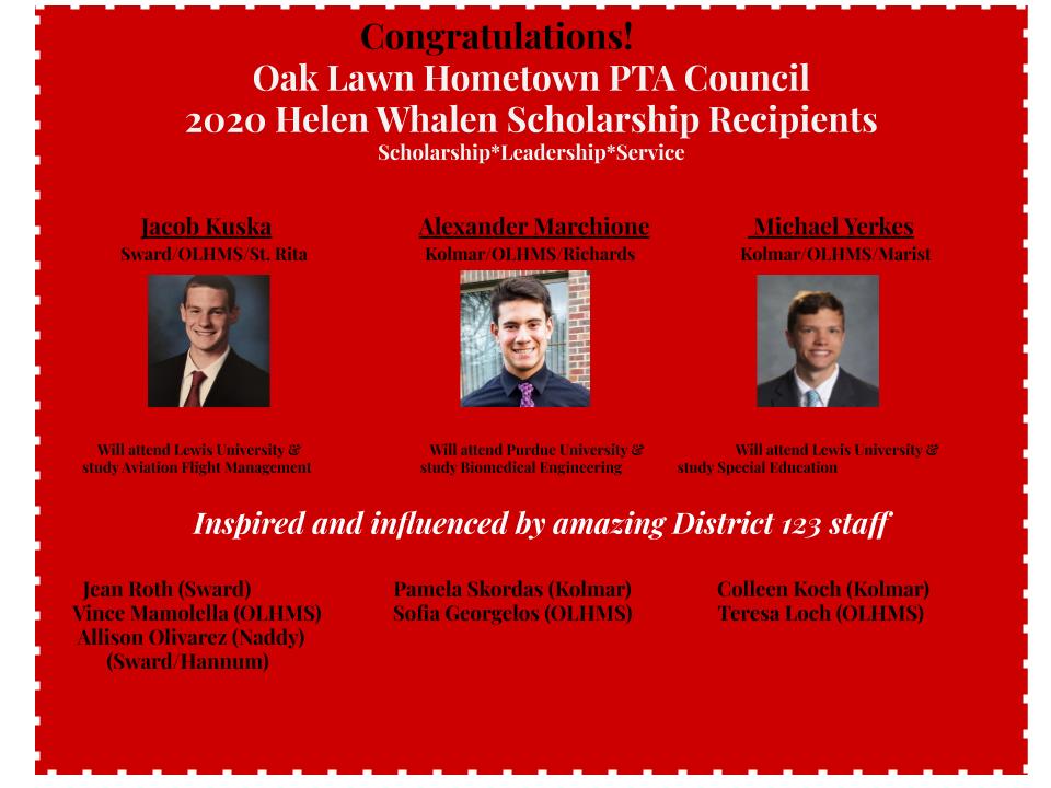 Helen Whalen Scholarship Winners