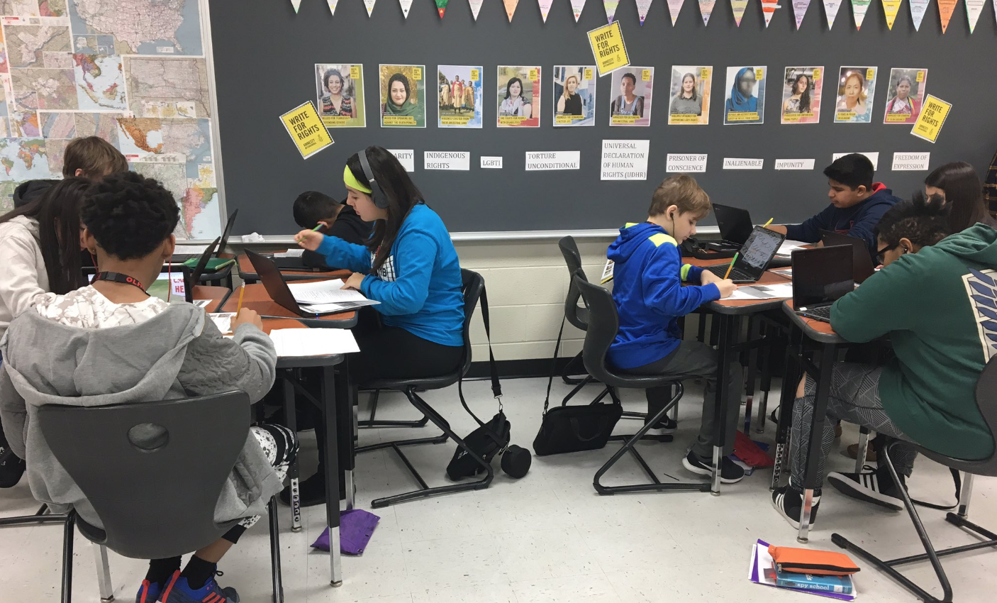 OLHMS students write letter for the Write for Rights campaign by Amnesty International