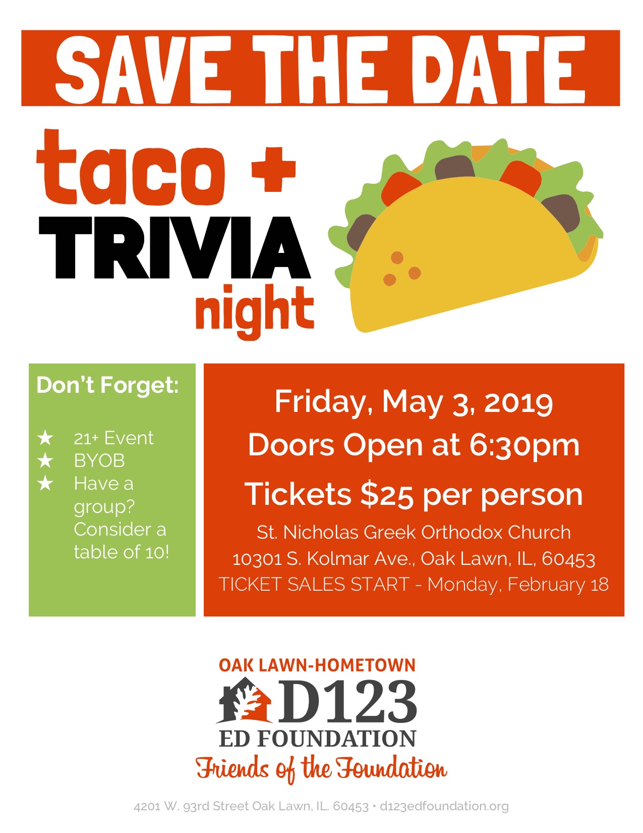 SAVE THE DATE: Taco and Trivia 