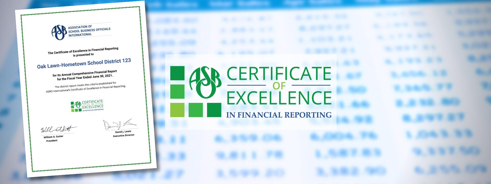District 123 awarded certificate of excellence in financial reporting